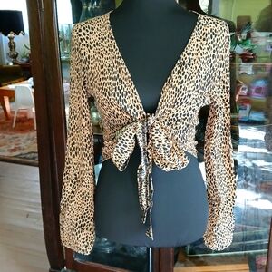 Leopard Brandy tie front top